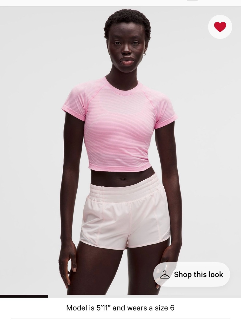Lululemon Swiftly Tech Cropped Short Sleeve Pink Pearl/Candy Cloud - Picture 4 of 5